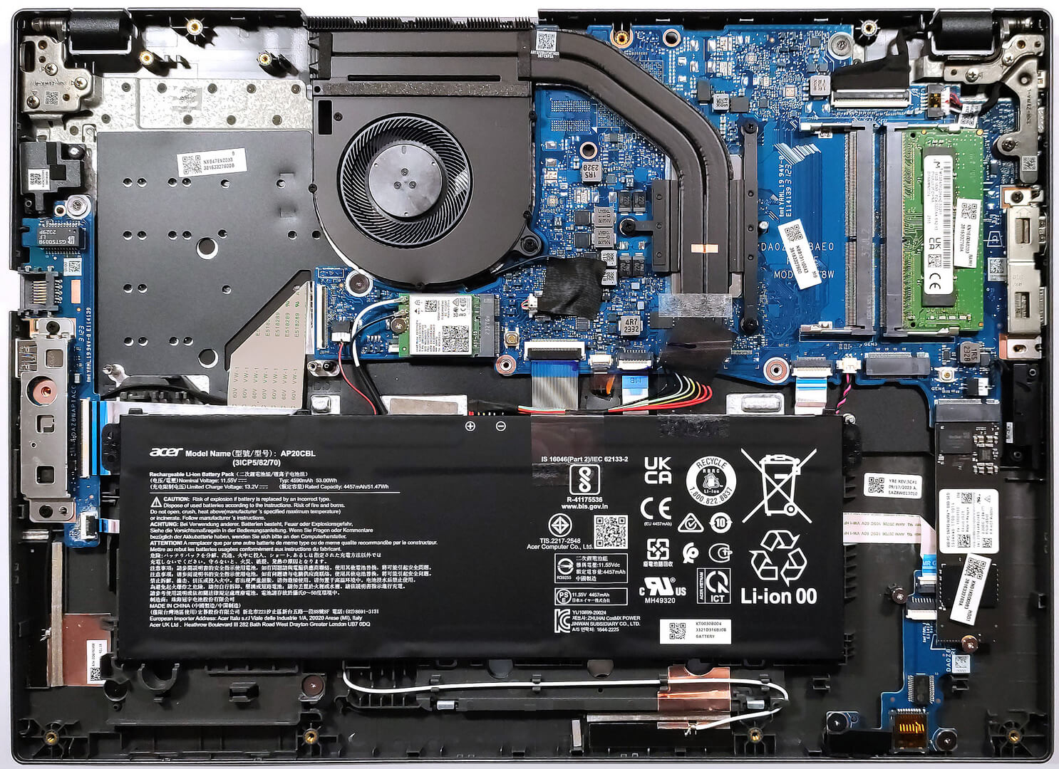 Internal Photo of Acer TravelMate P2 TMP216-51 Fan original (ACER TMP216-51)